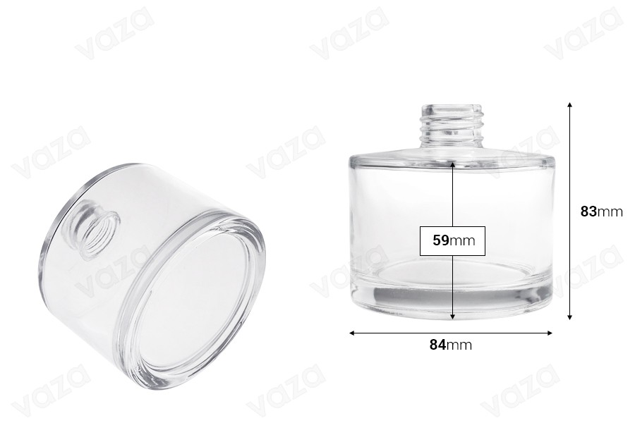 Γυάλινο κυλινδρικό μπουκάλι 200 ml (PP 28) για αρωματικό χώρου-εικόνα_διαστάσεις
