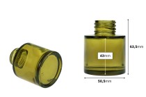 Shishe qelqi cilindrike 50 ml me ngjyrë karamel ose ulliri e përshtatshme për aromatizues ambienti Shishe qelqi cilindrike 50 ml me ngjyrë karamel ose ulliri e përshtatshme për aromatizues ambienti -imazh_dimensione
