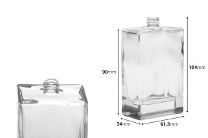 Flacon de parfum en verre 100 ml (PP 15) de forme rectangulaire avec col 15/400-εικόνα_διαστάσεις