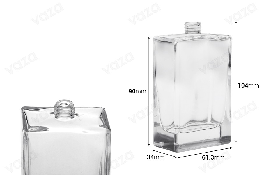 Γυάλινη φιάλη αρωμάτων 100 ml σε ορθογώνιο σχήμα με στόμιο 15/400 Γυάλινη φιάλη αρωμάτων 100 ml σε ορθογώνιο σχήμα με στόμιο 15/400-εικόνα_διαστάσεις