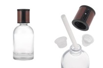 Shishe qelqi transparente 200 ml – aromatizues për makina me kapak kafe/zi, tapë dhe shkop pambuku Shishe qelqi transparente 200 ml – aromatizues për makina me kapak kafe/zi, tapë dhe shkop pambuku-imazh_produkt