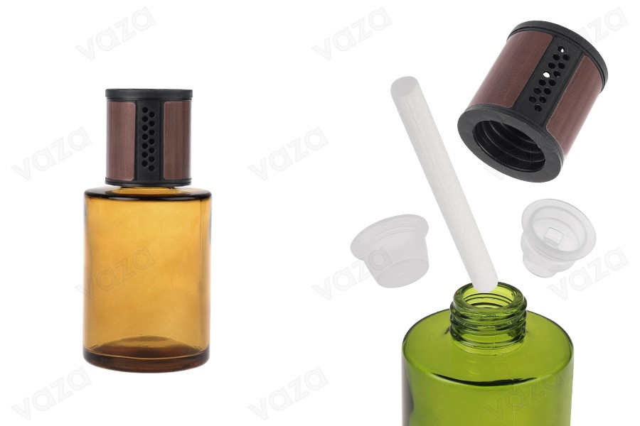 Flacon en verre de 120 ml - diffuseur de parfum pour voiture avec couvercle, bouchon et bâtonnet de coton-photo_produit