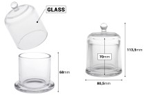 Decorative glass fountain 120 ml with bell lid-image_dimensions