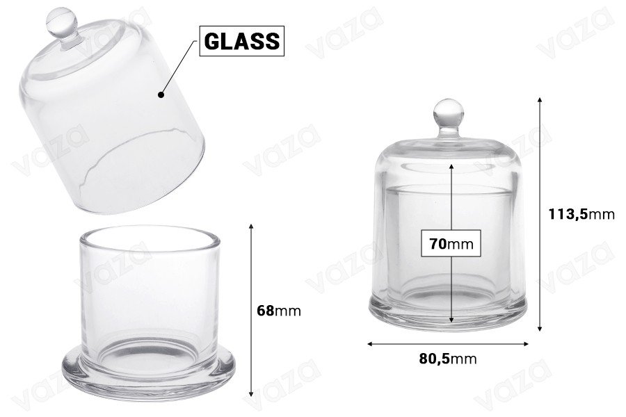 Dekorativer Glasbrunnen 120 ml mit Glockendeckel-bildabmessungen