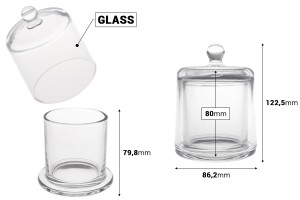 Fontaine décorative en verre 210 ml avec couvercle en forme de cloche-εικόνα_διαστάσεις
