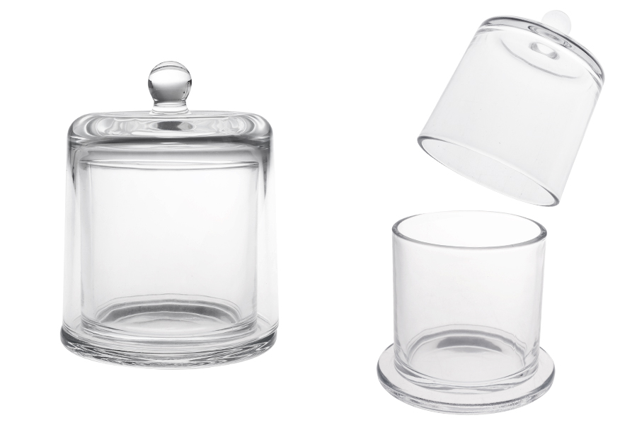 Decorative glass fountain 390 ml with bell lid-image_product