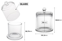 Decorative glass fountain 390 ml with bell lid-image_dimensions