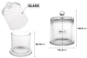 Dekorativer Glasbrunnen 390 ml mit Glockendeckel-bildabmessungen