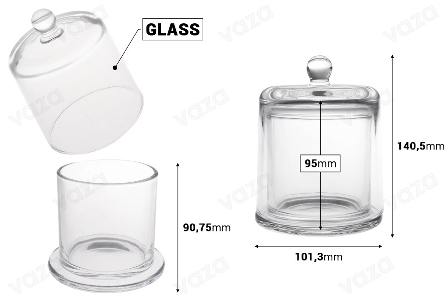 Dekorativer Glasbrunnen 390 ml mit Glockendeckel-bildabmessungen