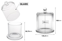 Decorative glass fountain 730 ml with bell lid Decorative glass fountain 730 ml with bell lid-image_dimensions