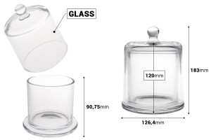 Dekorativer Glasbrunnen 730 ml mit Glockendeckel-bildabmessungen