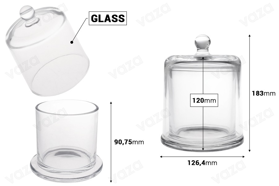 Διακοσμητική γυάλινη φοντανιέρα 730 ml με καπάκι καμπάνα Διακοσμητική γυάλινη φοντανιέρα 730 ml με καπάκι καμπάνα-εικόνα_διαστάσεις