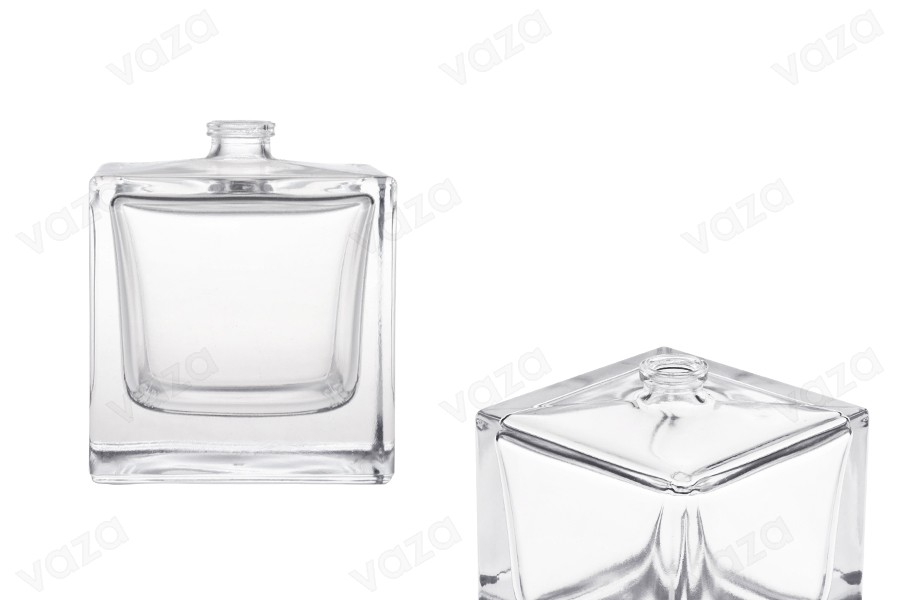 Flacon de parfum de 100 ml, de forme cubique, avec bouchon de sécurité à sertir de 15 mm Flacon de parfum de 100 ml, de forme cubique, avec bouchon de sécurité à sertir de 15 mm-photo_produit