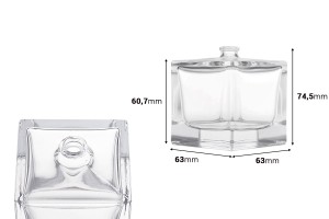 Flacon de parfum de 100 ml, de forme cubique, avec bouchon de sécurité à sertir de 15 mm-εικόνα_διαστάσεις