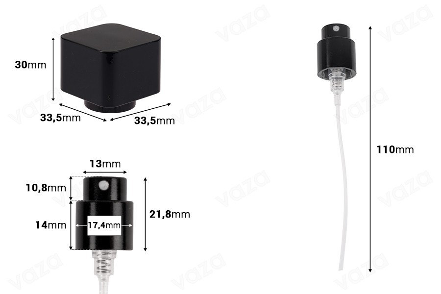 Set - aluminum spray and black cap for 15mm crimp bottles Set - aluminum spray and black cap for 15mm crimp bottles-image_dimensions