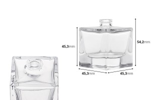 Flacon de parfum de 30 ml, de forme cubique, avec bouchon de sécurité à sertir de 15 mm-εικόνα_διαστάσεις