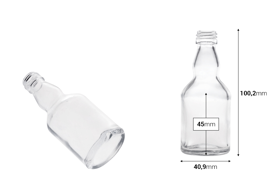 Γυάλινο μπουκαλάκι 50 ml (PP 18) για ποτά ή ελαιόλαδο-εικόνα_διαστάσεις