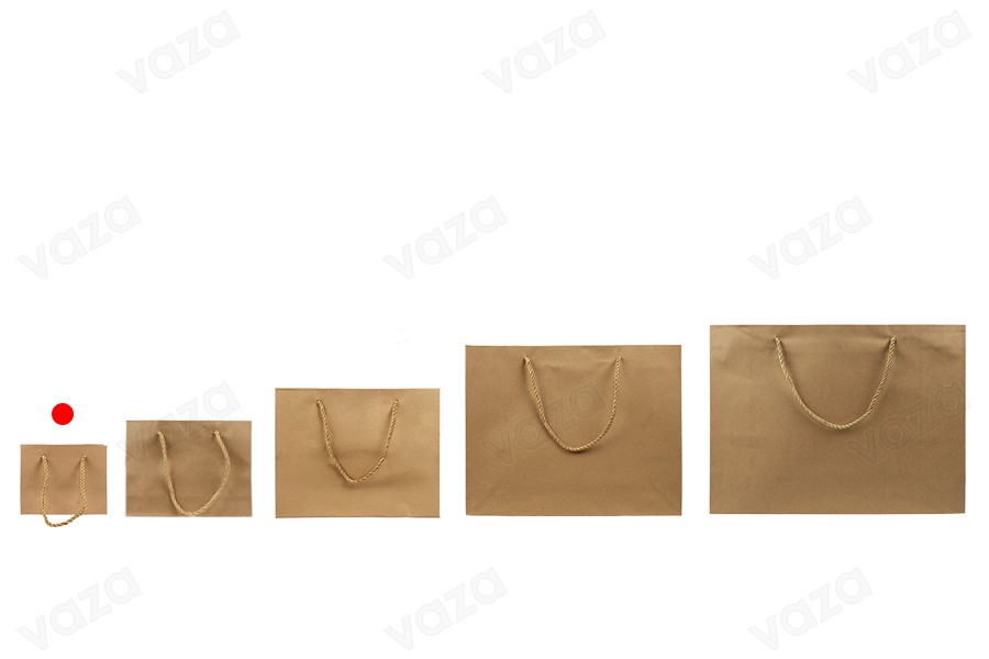 Sac cadeau en papier marron avec cordon torsadé 145 x 60 x 115 mm - 12 pcs Sac cadeau en papier marron avec cordon torsadé 145 x 60 x 115 mm - 12 pcs-photo_groupe