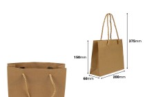 Brown paper gift bag with twisted rope handle in size 200x60x150 mm - 12 pcs Brown paper gift bag with twisted rope handle in size 200x60x150 mm - 12 pcs-image_dimensions
