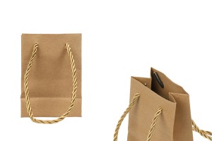 Sac cadeau en papier marron avec cordon torsadé 80 x 50 x 110 mm - 12 pcs-εικόνα_προϊοντική