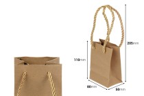 Papierbraune Geschenktüte mit gedrehter Kordel 80x50x110mm - 12 Stck Papierbraune Geschenktüte mit gedrehter Kordel 80x50x110mm - 12 Stck-εικόνα_διαστάσεις