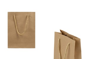 Sac cadeau en papier marron avec cordon torsadé 150 x 60 x 200 mm - 12 pcs-εικόνα_προϊοντική