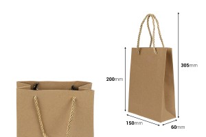 Sac cadeau en papier marron avec cordon torsadé 150 x 60 x 200 mm - 12 pcs-εικόνα_διαστάσεις