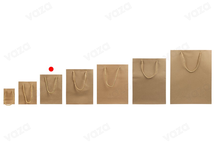 Brown paper gift bag with twisted rope handle in size 150x60x200 mm - 12 pcs Brown paper gift bag with twisted rope handle in size 150x60x200 mm - 12 pcs-image_group