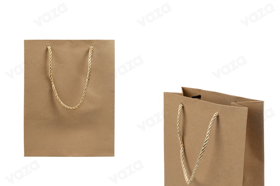 Papierbraune Geschenktüte mit gedrehter Kordel 190x80x245mm - 12 Stck Papierbraune Geschenktüte mit gedrehter Kordel 190x80x245mm - 12 Stck-produktbild