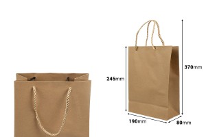 Papierbraune Geschenktüte mit gedrehter Kordel 190x80x245mm - 12 Stck-bildabmessungen