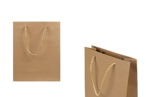 Sac cadeau en papier marron avec cordon torsadé 220 x 90 x 280 mm - 12 pcs-εικόνα_προϊοντική