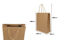 Sac cadeau en papier marron avec cordon torsadé 220 x 90 x 280 mm - 12 pcs Sac cadeau en papier marron avec cordon torsadé 220 x 90 x 280 mm - 12 pcs-photo_dimensions