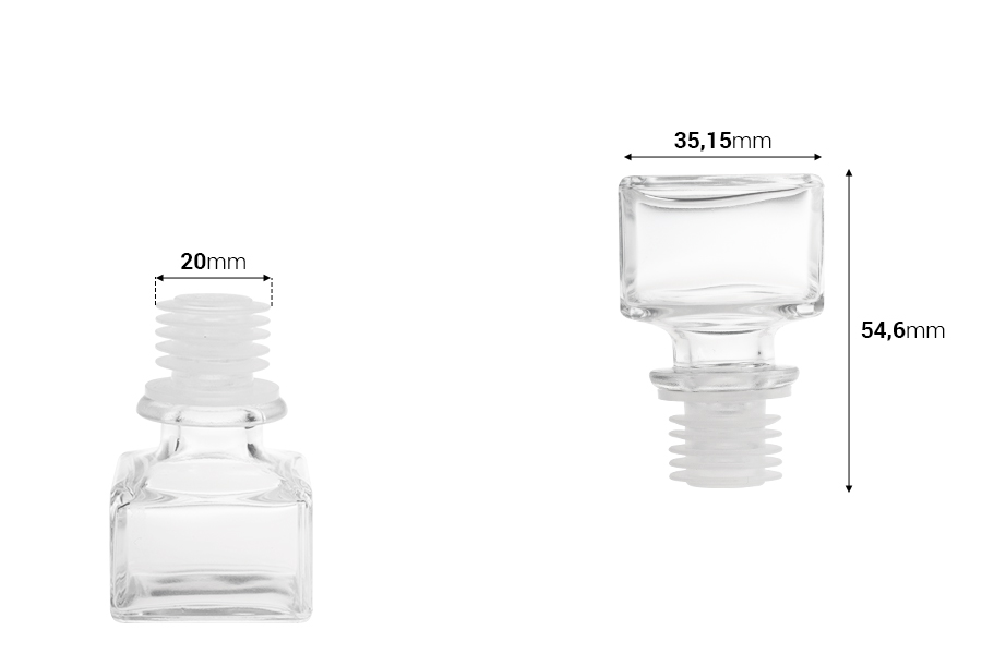 Viereckiger Glaskorken F 19.5-bildabmessungen