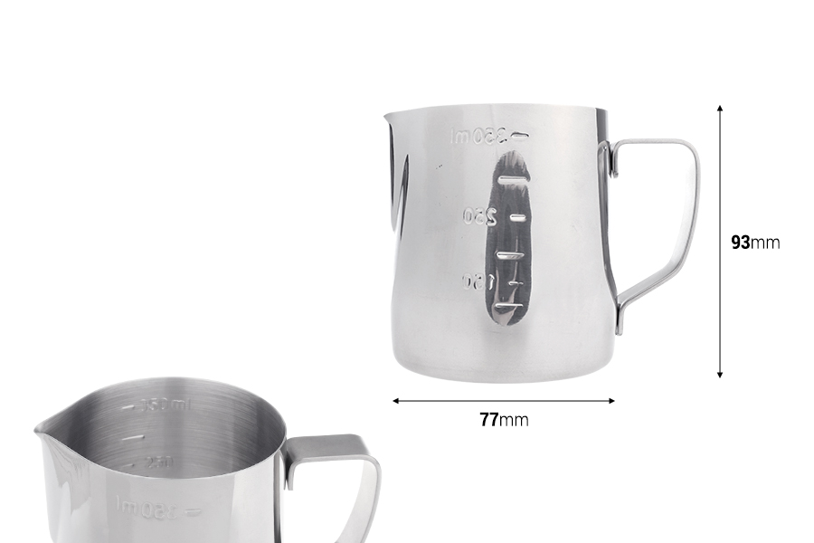 Ustensile en acier inoxydable (inox) 350 ml avec graduation et poignée Ustensile en acier inoxydable (inox) 350 ml avec graduation et poignée-photo_dimensions