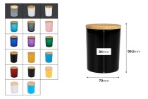 Bocal en verre de 200 ml avec couvercle en bambou et joint en caoutchouc-photo_dimensions