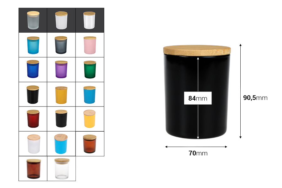 Barattolo di vetro da 200 ml con tappo in bambù e gomma Barattolo di vetro da 200 ml con tappo in bambù e gomma-dimensioni_immagine