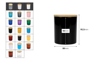 Bocal en verre 80x90 mm (300ml) avec couvercle en bois et élastique-photo_dimensions
