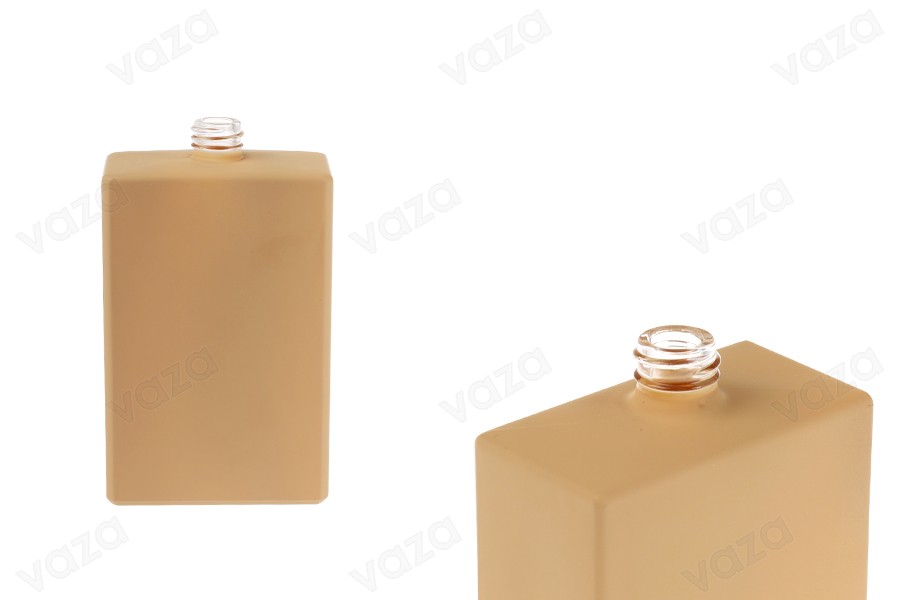 Flacone per profumo in vetro da 100 ml (15/400) di forma rettangolare e di colore beige gommato-immagine_prodotto
