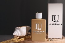 Γυάλινη φιάλη αρωμάτων 50 ml (15/400) σε ορθογώνιο σχήμα και σε rubber μπεζ χρώμα-εικόνα_σύνθεση