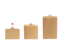 Glass perfume bottle 30 ml (15/400) in rectangular shape and in rubber beige color Glass perfume bottle 30 ml (15/400) in rectangular shape and in rubber beige color-