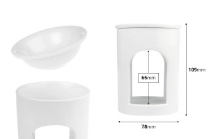 Raumdiffusor aus Keramik für Wachsschmelzen und Öle in weißer Farbe-bildabmessungen