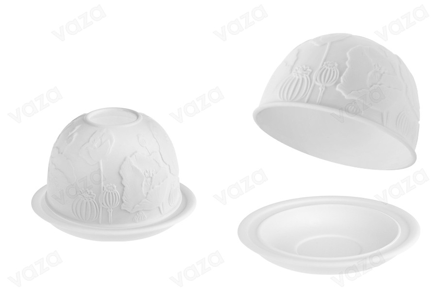 Mbajtëse qirinjsh qeramike në ngjyrë të bardhë e përshtatshme për qiri (tea light)   -imazh_produkt