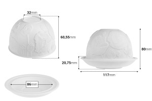 Keramik-Kerzenhalter in weißer Farbe, geeignet für Teelichter-εικόνα_διαστάσεις