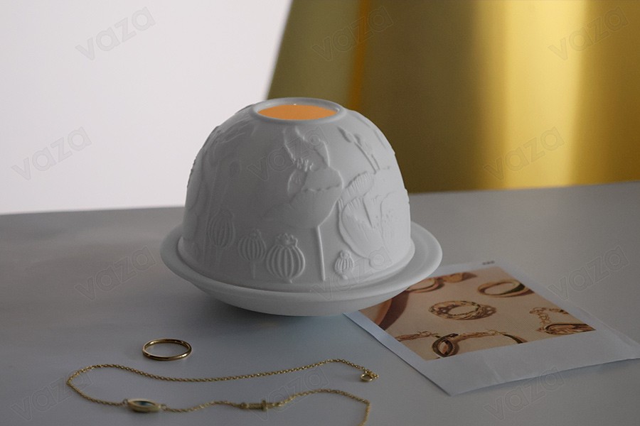Mbajtëse qirinjsh qeramike në ngjyrë të bardhë e përshtatshme për qiri (tea light)   -imazh_grup