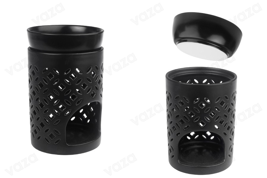 Brûleur en céramique pour fondants de cire et huiles en noir-photo_produit