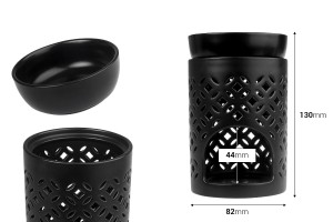 Keramik-Raumdiffusor für Duftwachs und Öle in Schwarz-εικόνα_διαστάσεις