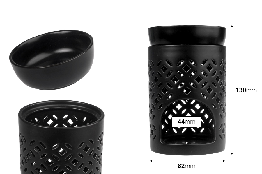Κεραμικός αρωματιστής χώρου για wax melts και έλαια σε μαύρο χρώμα Κεραμικός αρωματιστής χώρου για wax melts και έλαια σε μαύρο χρώμα