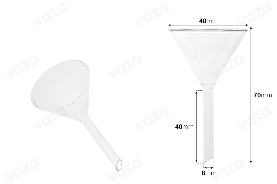 Χωνί γυάλινο- διάμετρος 40 mm (απόληξη 8 mm)-εικόνα_διαστάσεις