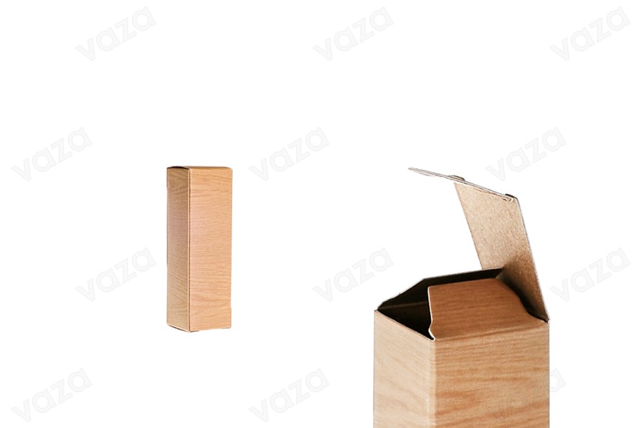 Schachtel aus Papier mit Holzmuster für Mini Flaschen je 15ml oder 20ml 30x30x100 - 50 Stk Schachtel aus Papier mit Holzmuster für Mini Flaschen je 15ml oder 20ml 30x30x100 - 50 Stk-produktbild