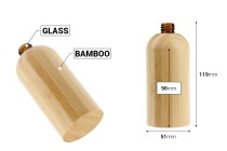 Flacone in vetro per oli essenziali da 100 ml con beccuccio PP18 e rivestimento in bambù Flacone in vetro per oli essenziali da 100 ml con beccuccio PP18 e rivestimento in bambù-dimensioni_immagine